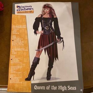 pirate costume women size small, includes top, skirt, belt and headband